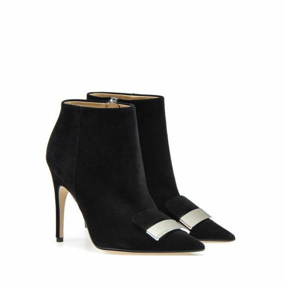 SERGIO ROSSI Sr1 Black Suede Leather Ankle Boots